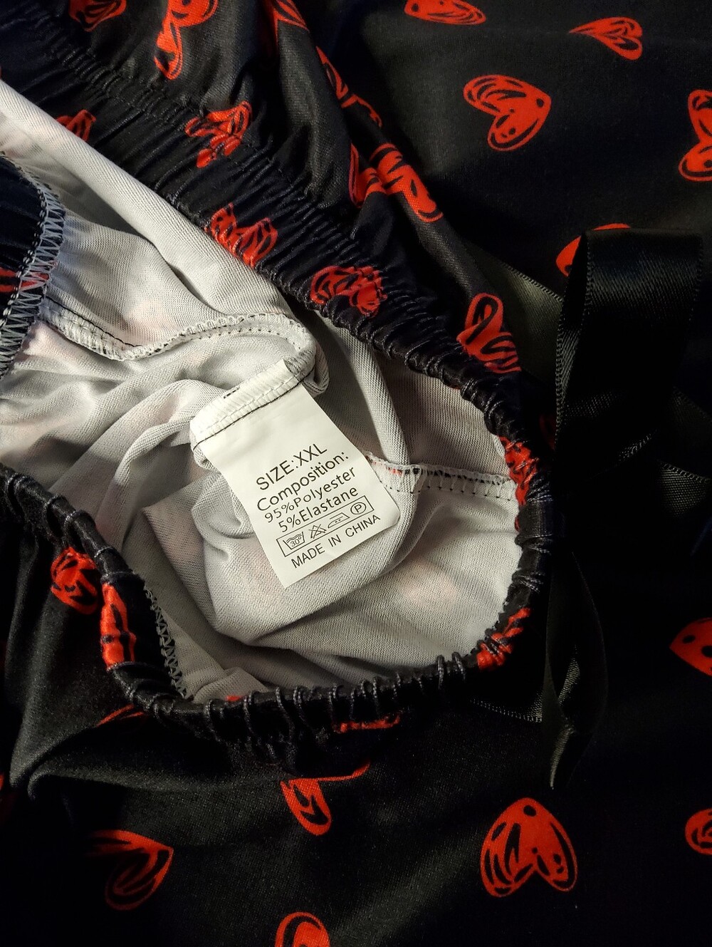 SHEIN Heart Print Pajama Pants Trio - Black, Cream, and Teal XXL - Picture 12 of 12